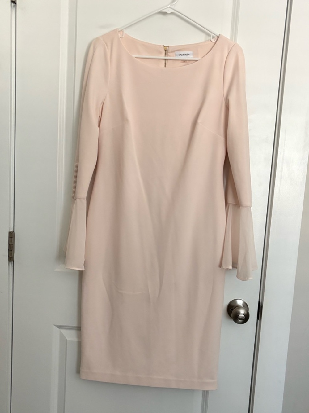 Calvin Klein Pale Blush Long Sleeve Sheath Dress